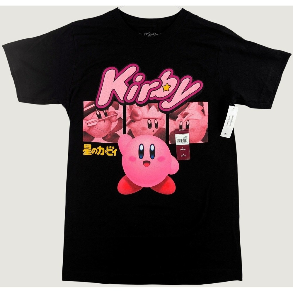 Nintendo Kirby Graphic T Shirt Men's Small Black Pink Japanese Video Game NWT